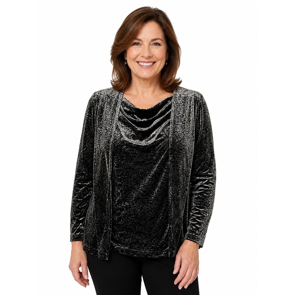 Jessica Holbrook Womens Silver Metallic Cowl Neck  Top Size M